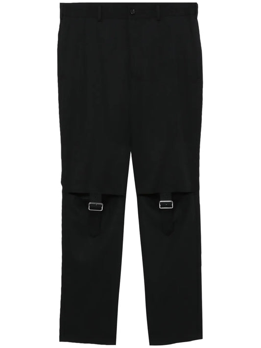 Strap-Detail Straight-Leg Trousers