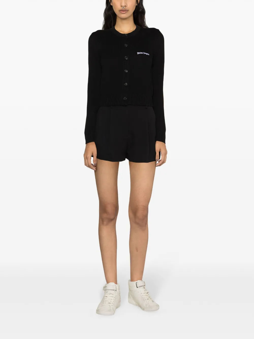Logo-Embroidered Cropped Cardigan