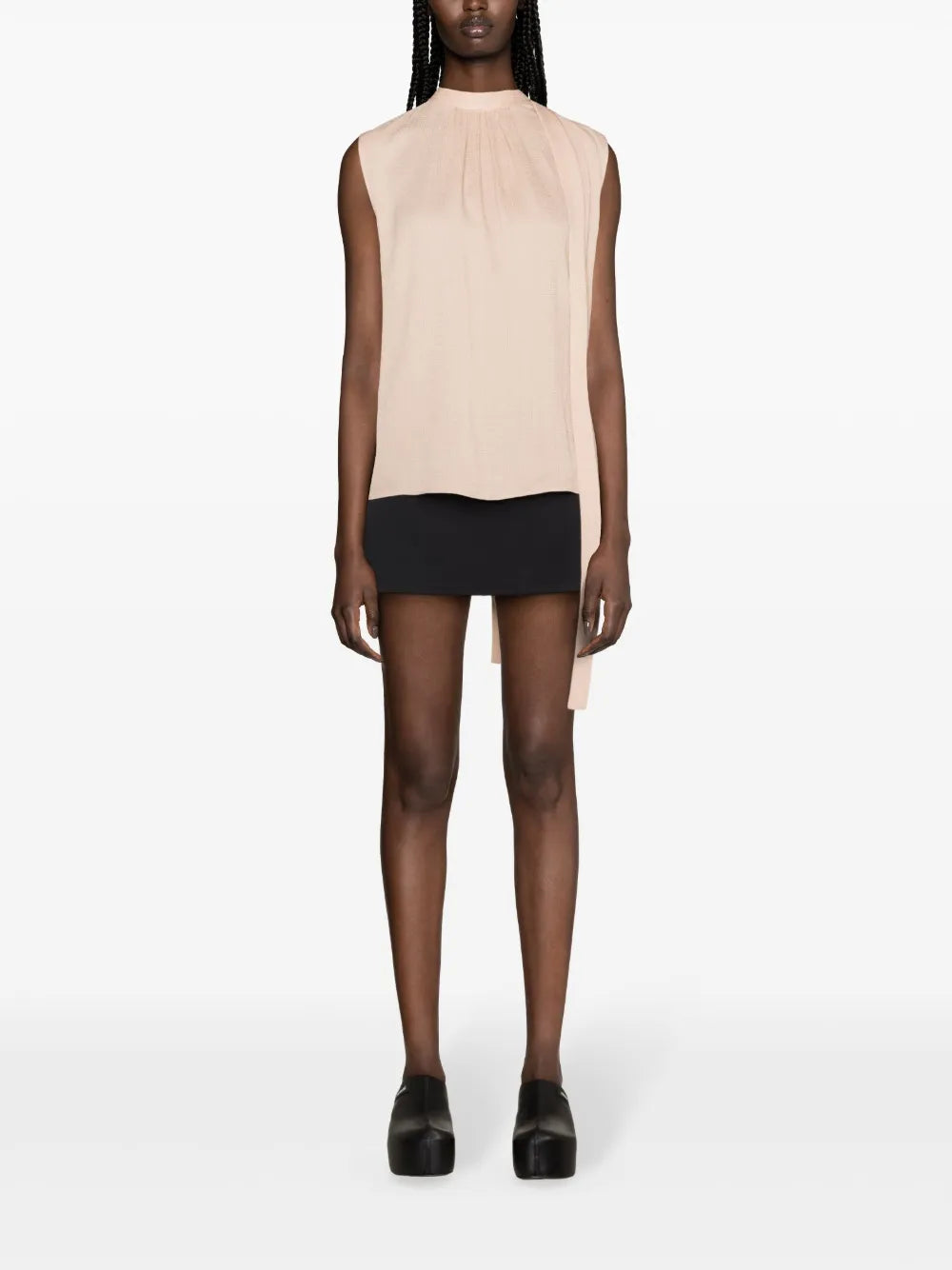 Mock-Neck Silk Blouse