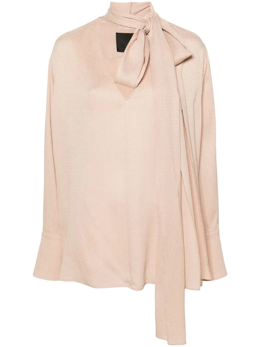 Scarf-Detail Silk Blouse