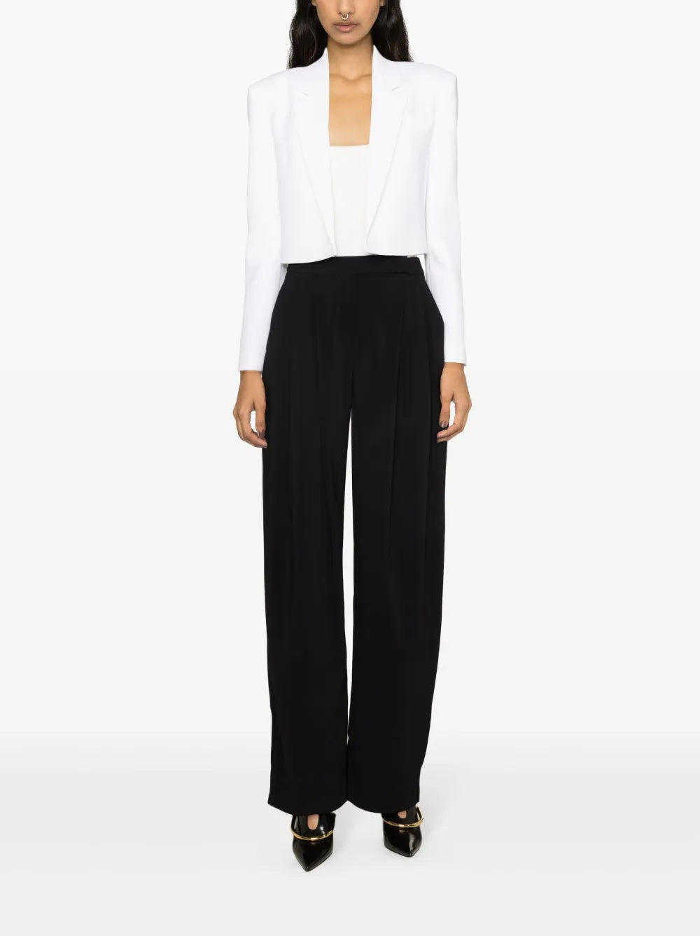 High-Waisted Crepe Trousers
