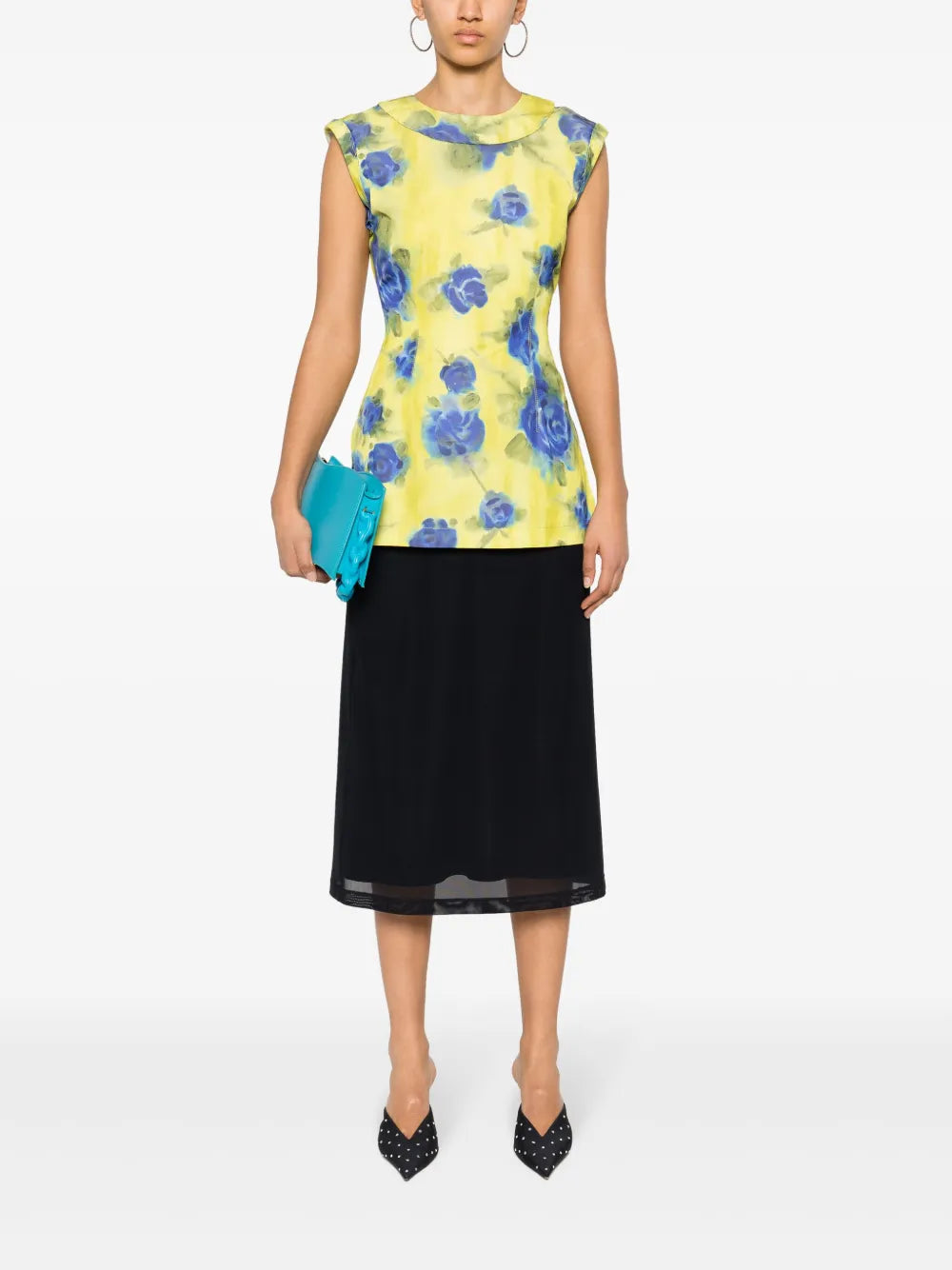 Floral-Print Taffeta Top
