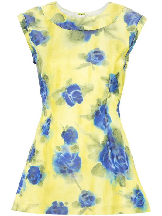Floral-Print Taffeta Top