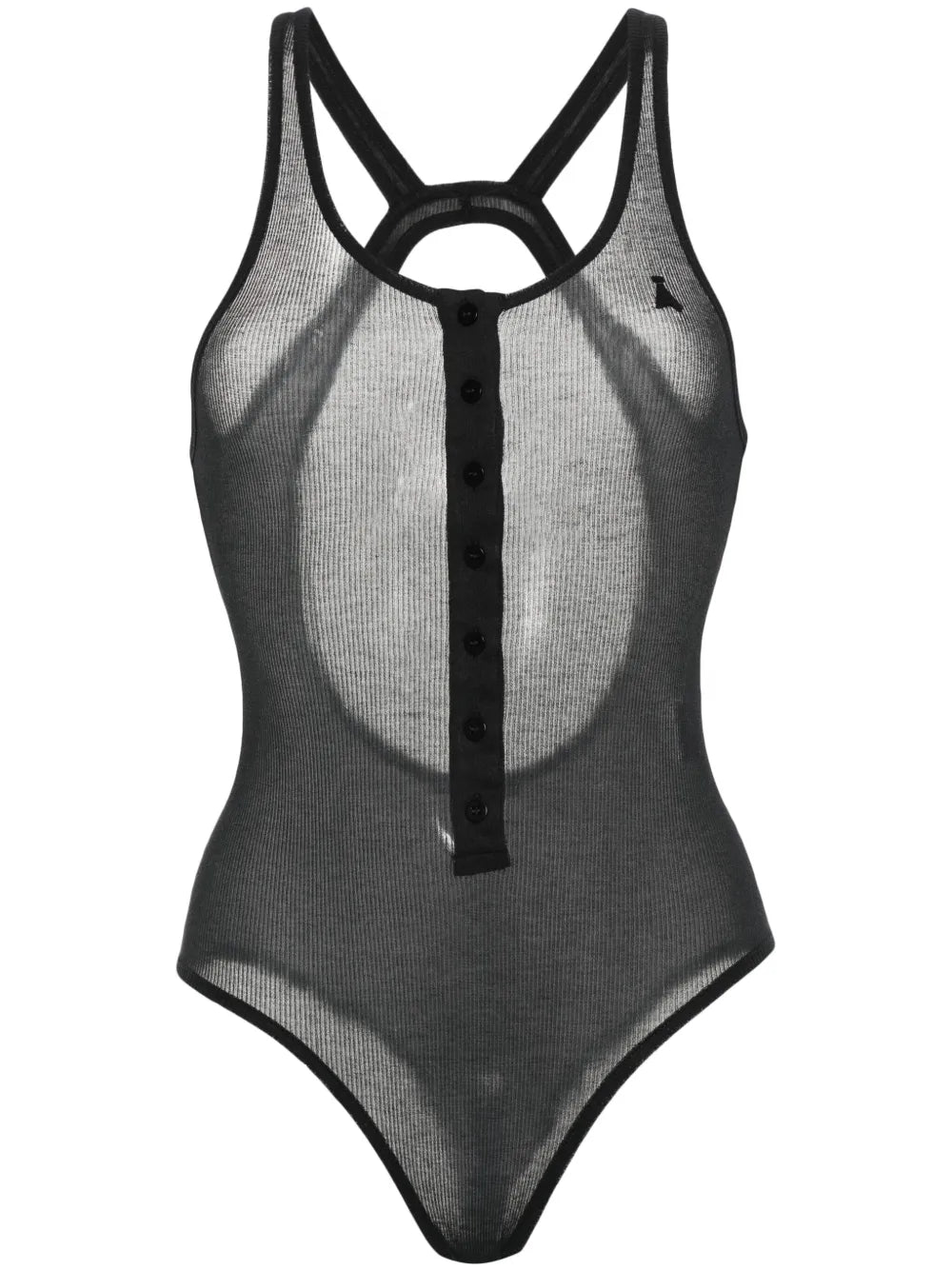 Fine-Ribbed Open-Back Bodysuit