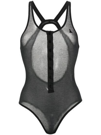Fine-Ribbed Open-Back Bodysuit