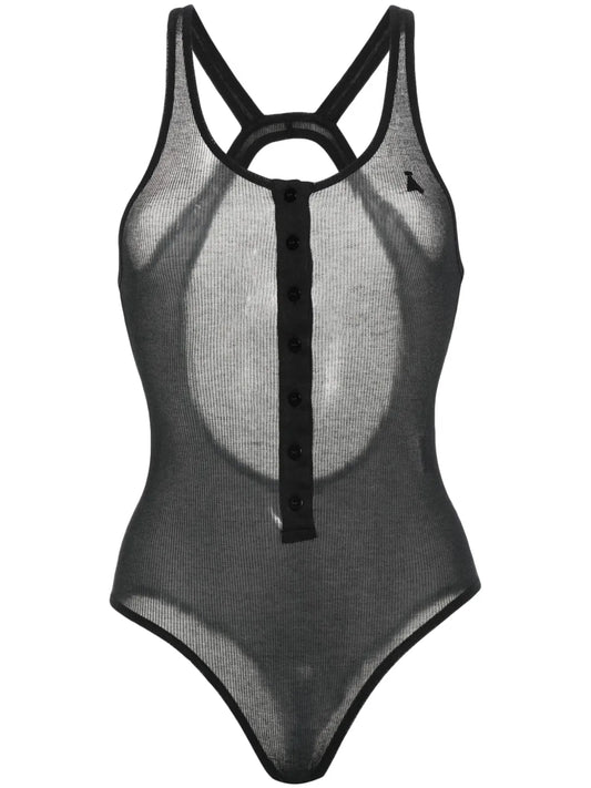 Fine-Ribbed Open-Back Bodysuit