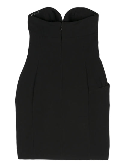 Rhinestone-Embellished Pleat-Detail Minidress