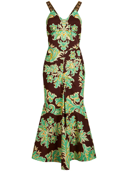 Paisley-Print Sleeveless Midi Dress
