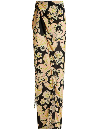 Floral-Print Sarong Skirt