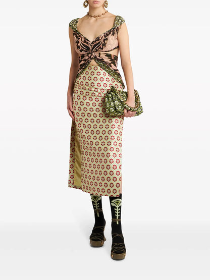 Floral-Print Sleeveless Tulle Top