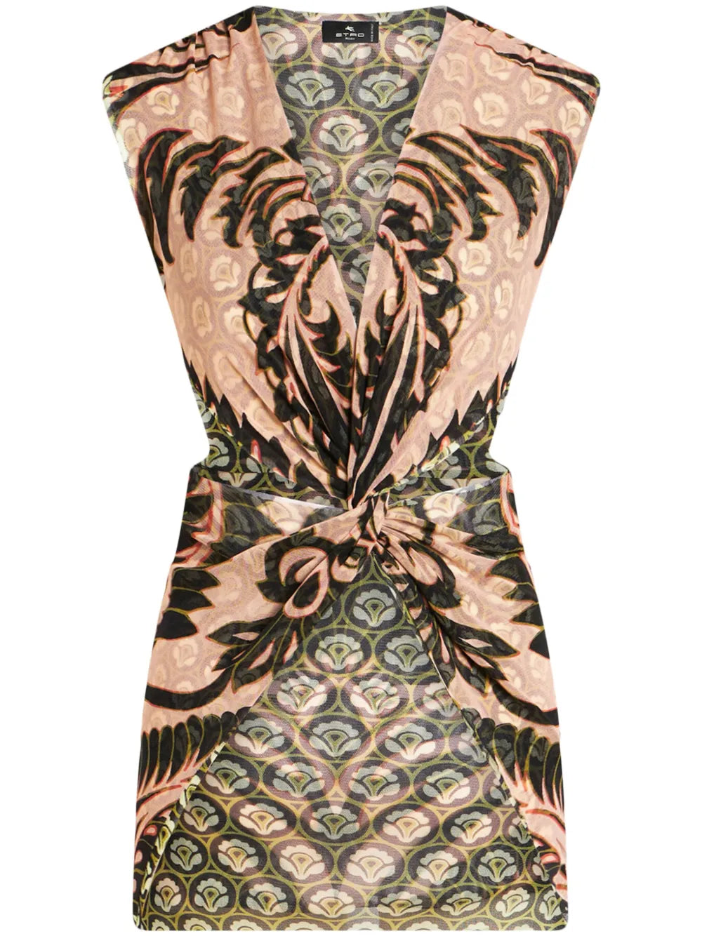 Floral-Print Sleeveless Tulle Top