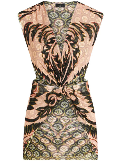 Floral-Print Sleeveless Tulle Top