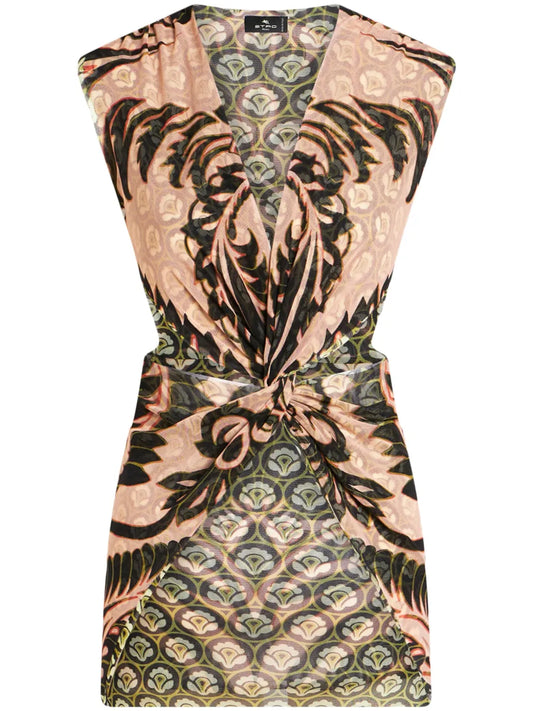 Floral-Print Sleeveless Tulle Top