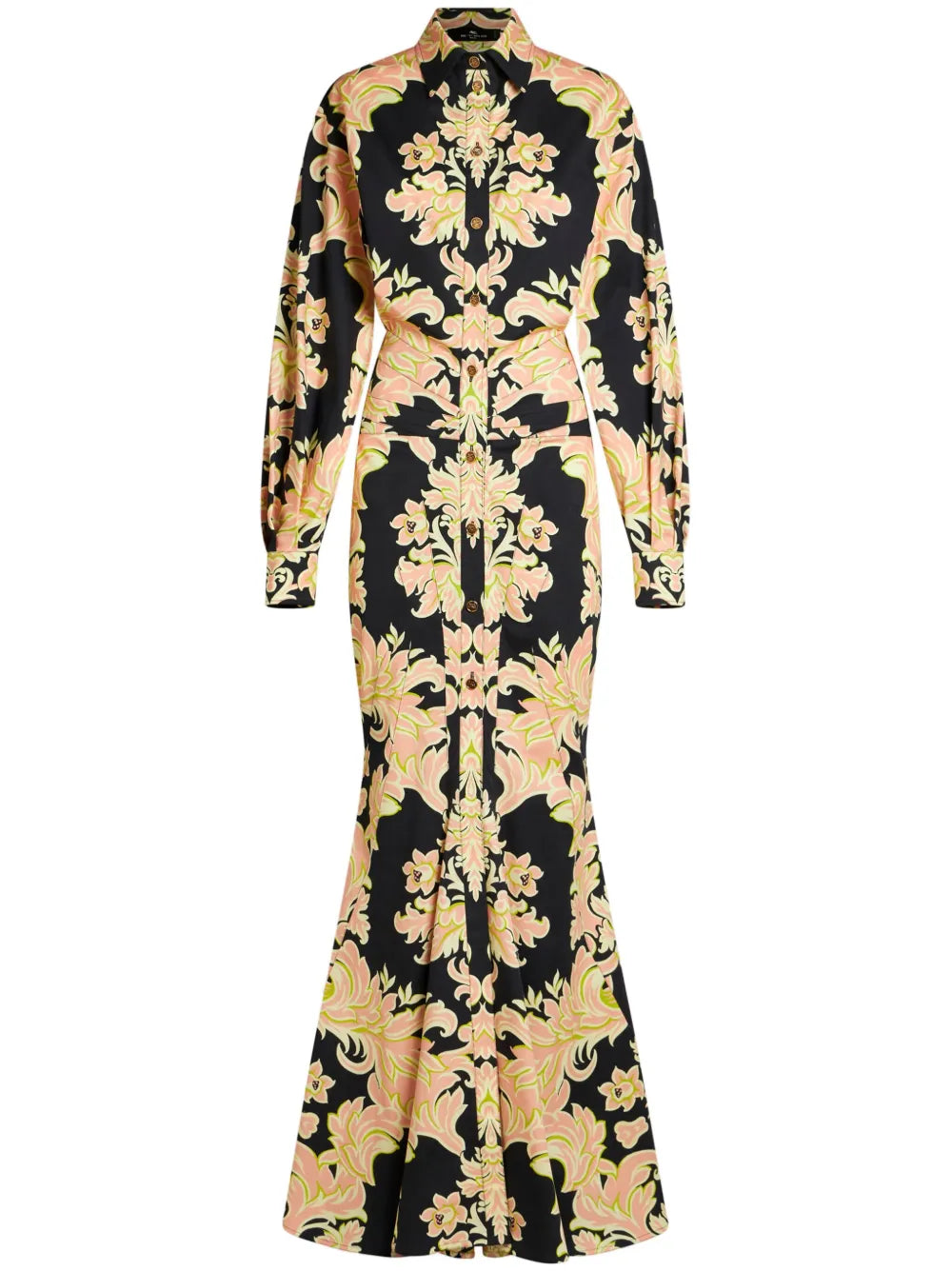 Paisley-Print Ruched Gown