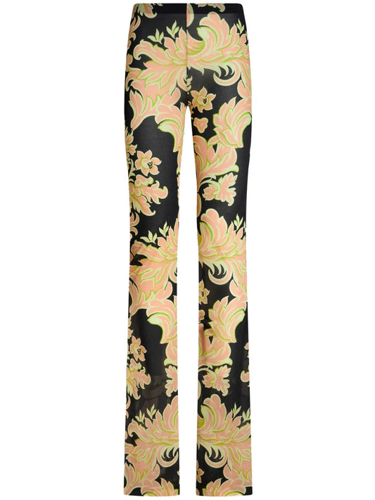 Floral-Print High-Waisted Trousers