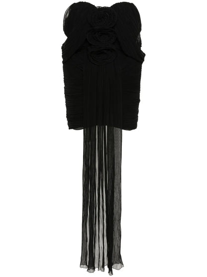 Off-Shoulder Plissé Mini Dress