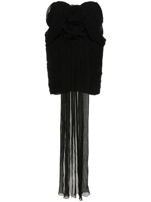 Off-Shoulder Plissé Mini Dress