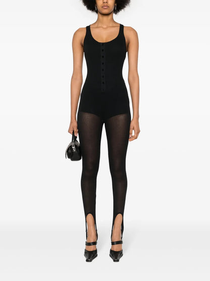 Fine-Ribbed Semi-Sheer Jumpsuit