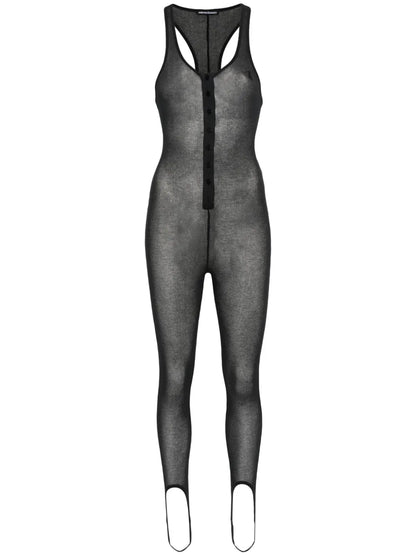 Fine-Ribbed Semi-Sheer Jumpsuit