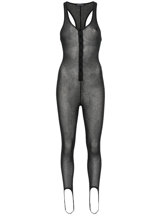 Fine-Ribbed Semi-Sheer Jumpsuit