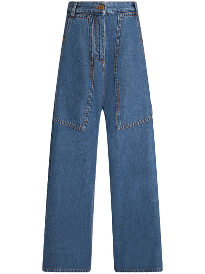 Pegaso-Embroidery Wide-Leg Jeans