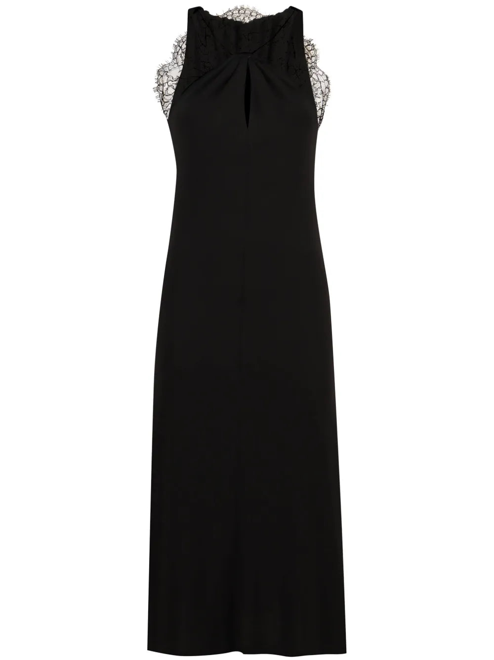 Lace-Appliqué Halterneck Midi Dress