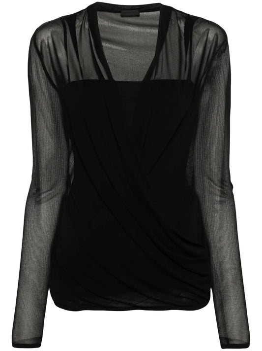 Mesh Wrap Blouse