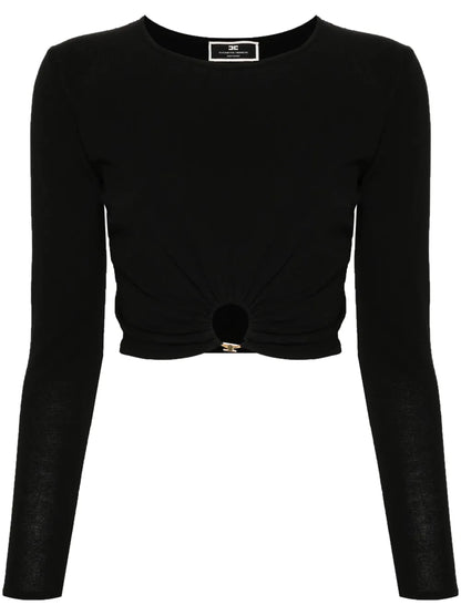Ring-Embellished Cropped Jumper