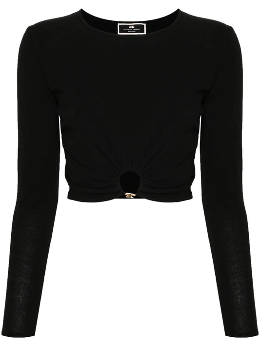 Ring-Embellished Cropped Jumper