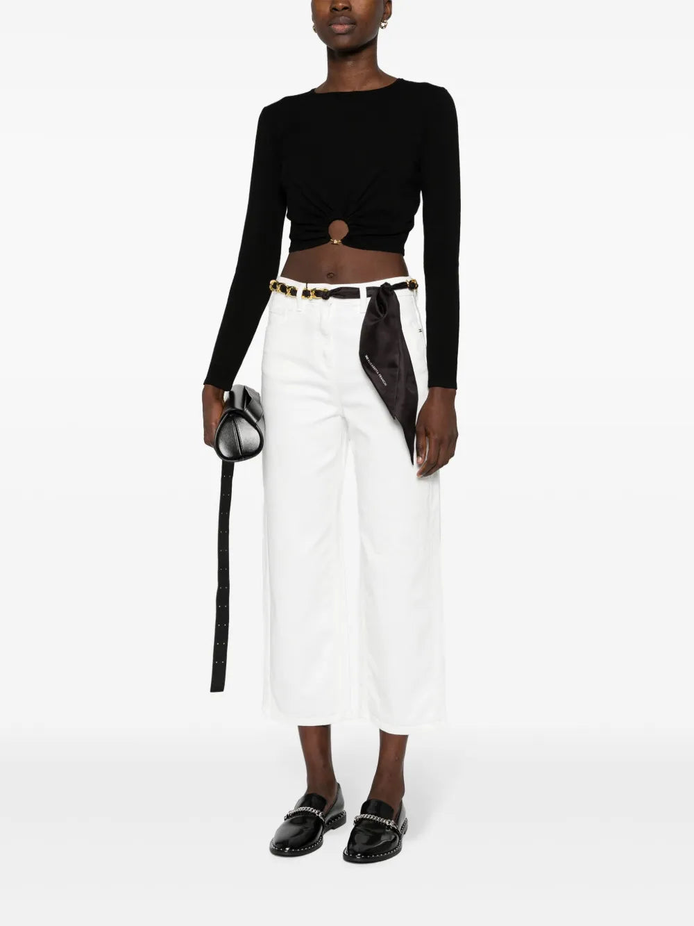 Ring-Embellished Cropped Jumper