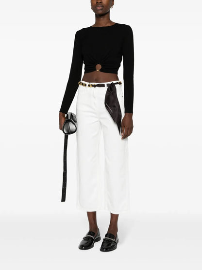 Ring-Embellished Cropped Jumper