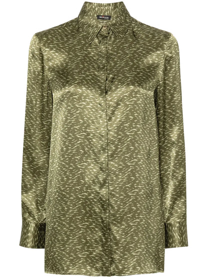 Abstract-Print Silk Shirt