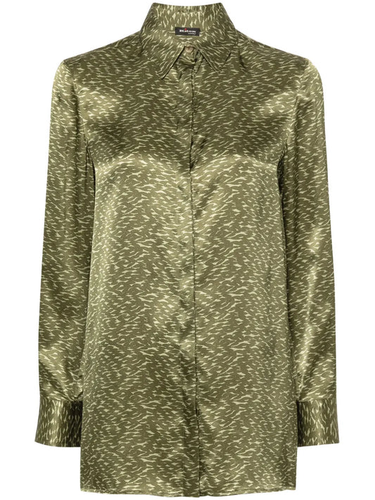 Abstract-Print Silk Shirt