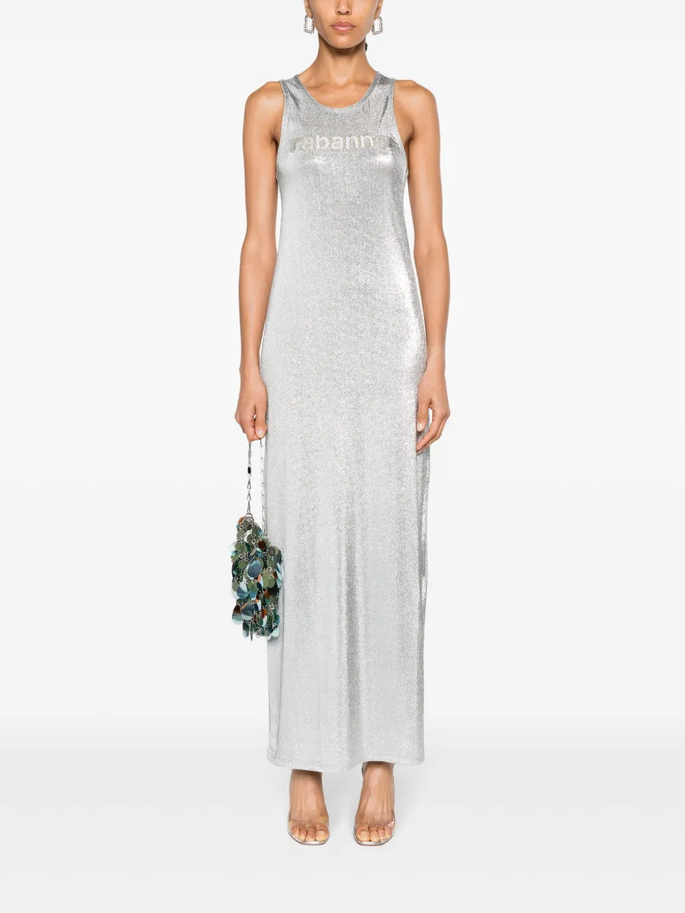Metallic-Finish Sleeveless Dress