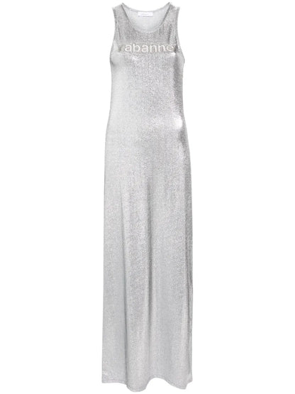 Metallic-Finish Sleeveless Dress
