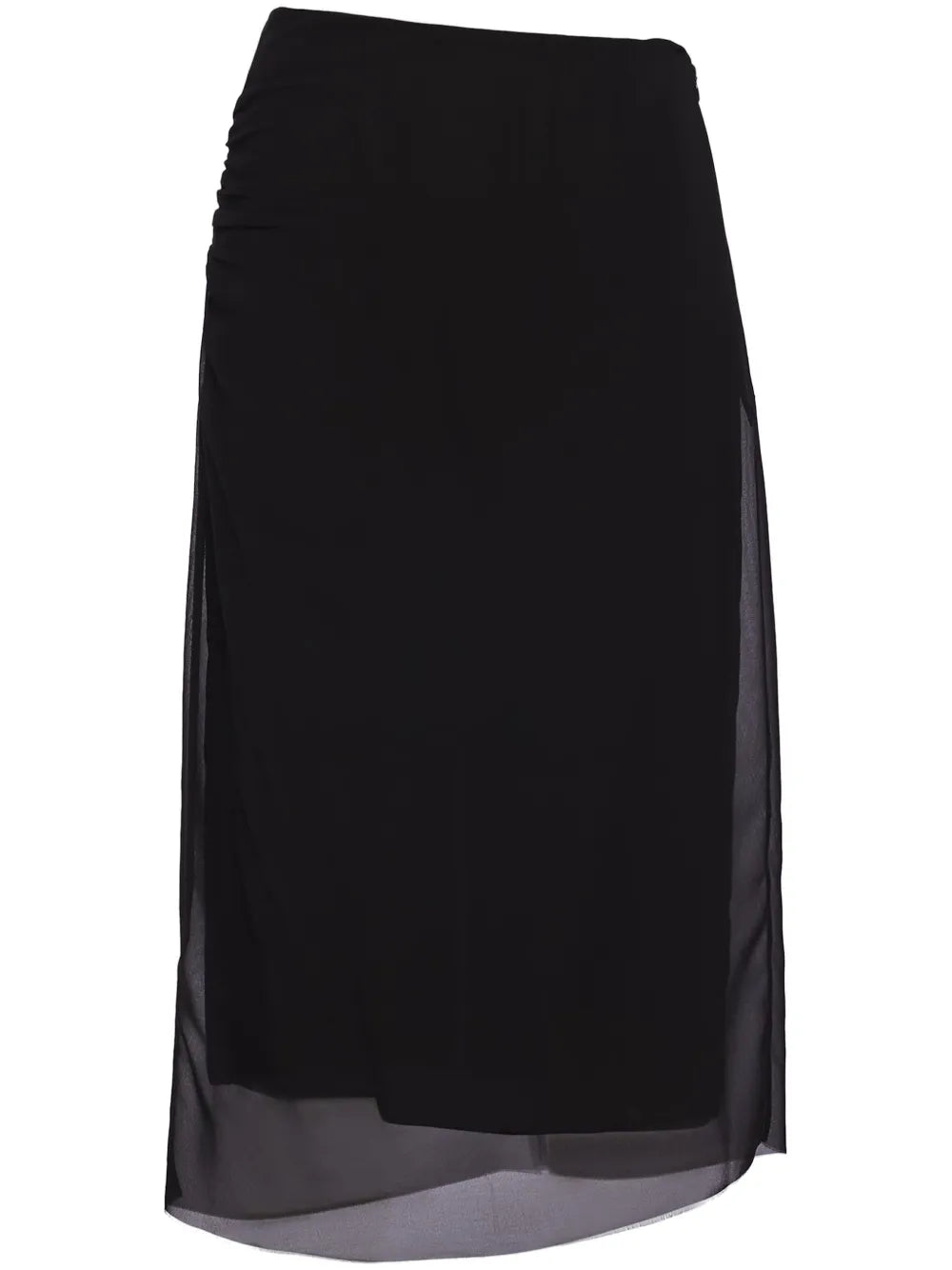 Semi-Sheer Midi Pencil Skirt