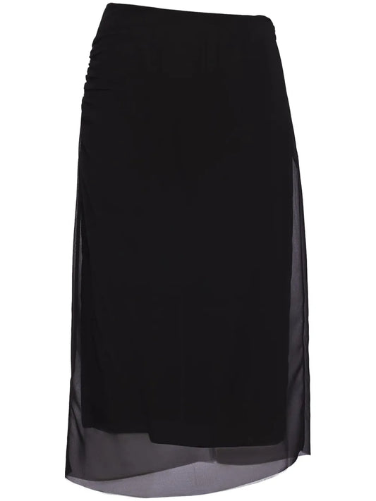 Semi-Sheer Midi Pencil Skirt