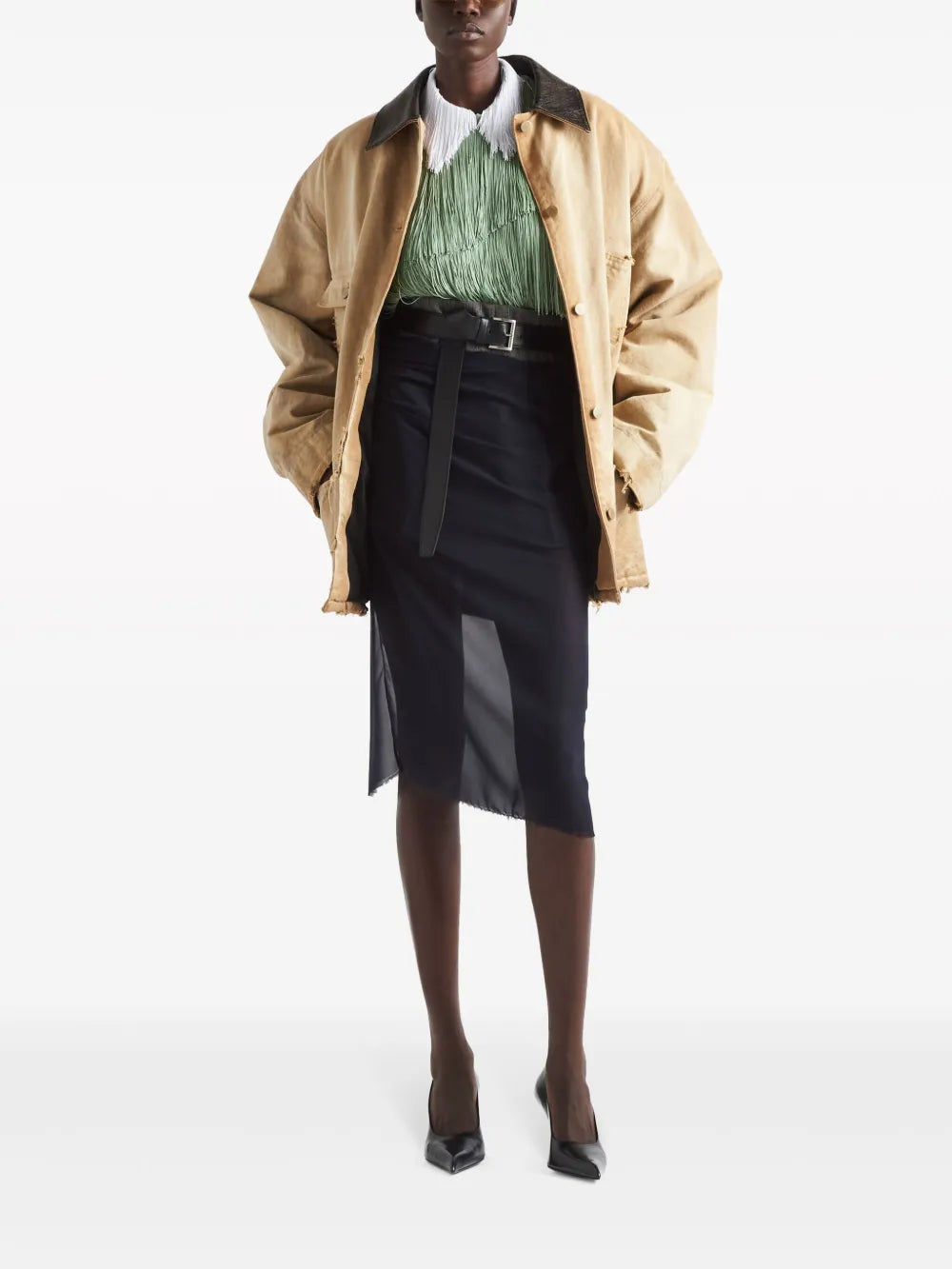 Fringed Organza Blouse