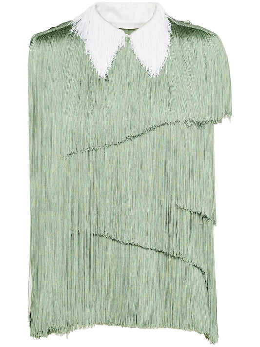 Fringed Organza Blouse