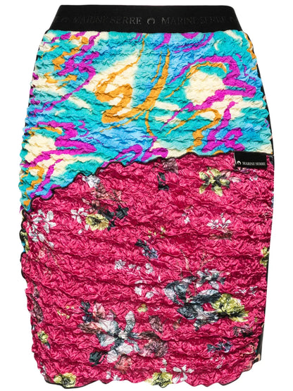 Crinkled Patchwork Skirt