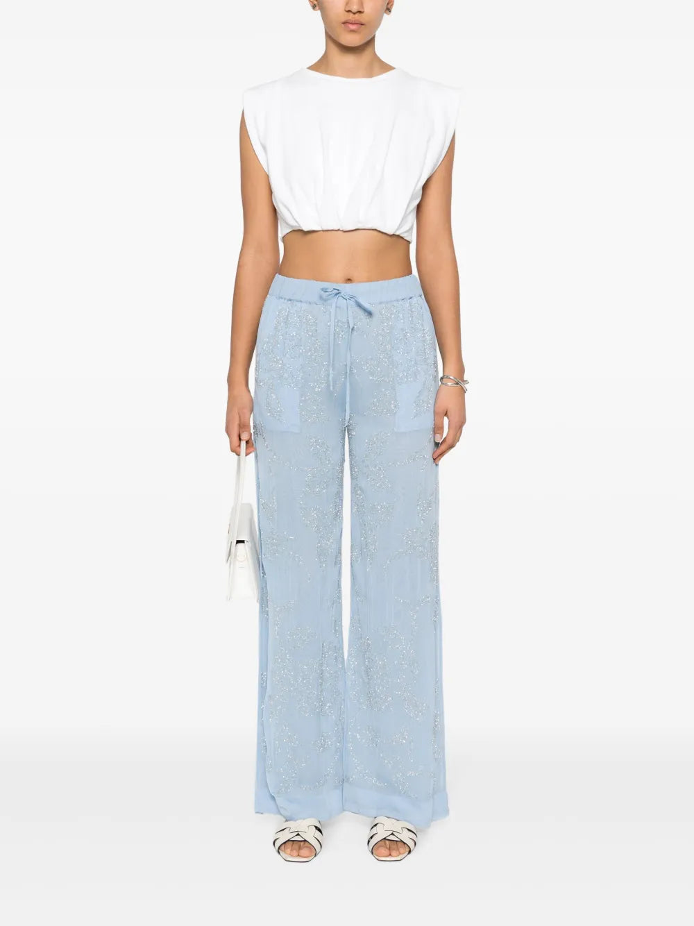 Rilda Beaded Wide-Leg Trousers
