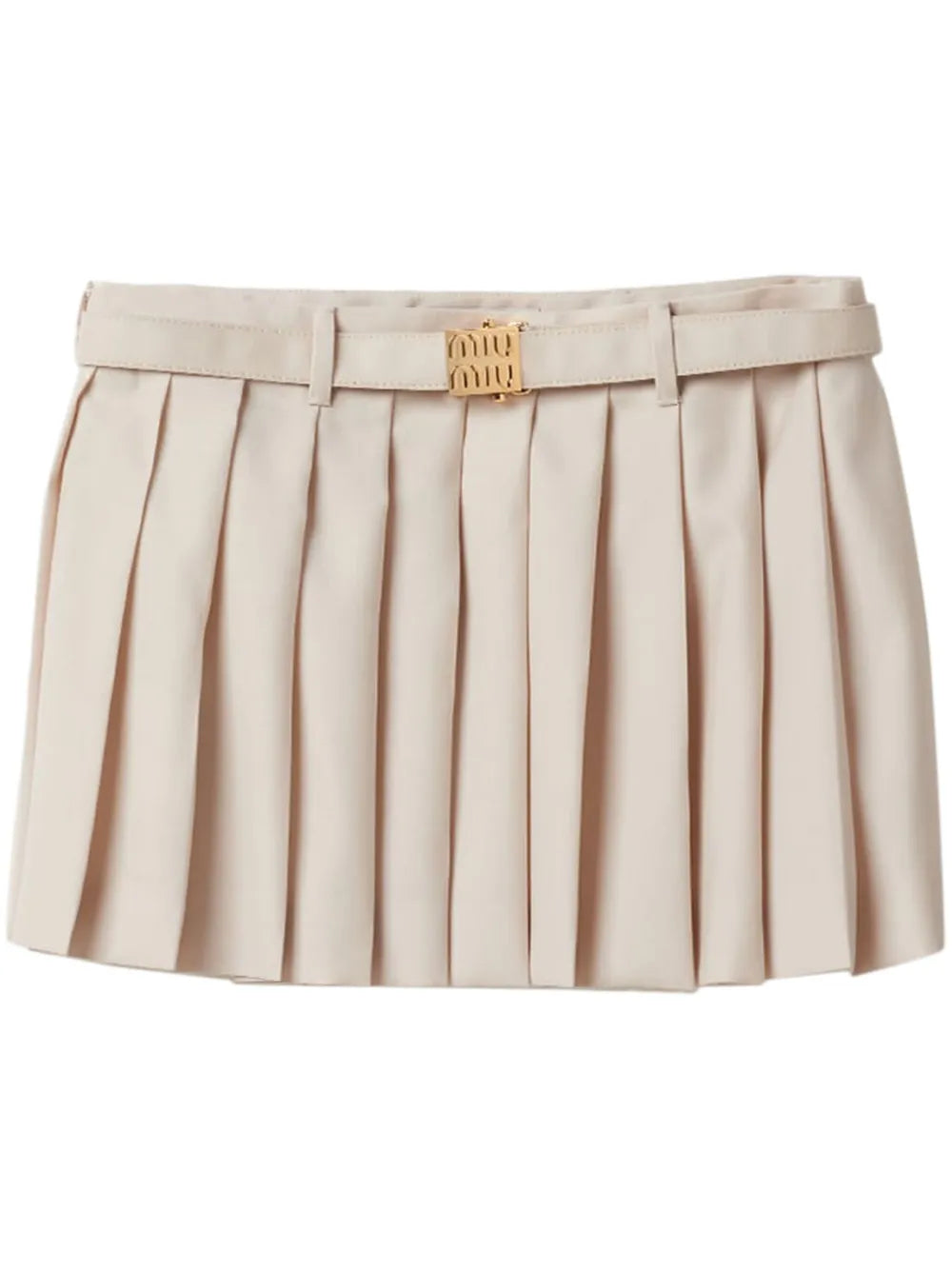 Pleated Wool Miniskirt