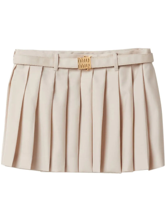 Pleated Wool Miniskirt