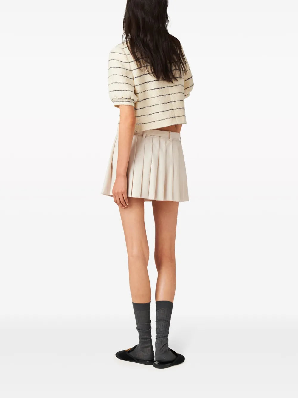 Pleated Wool Miniskirt