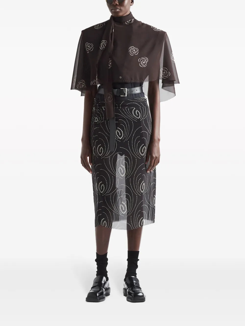 Abstract-Print Midi Pencil Skirt