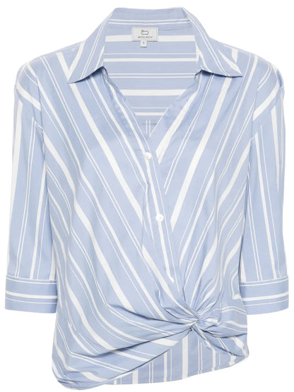 Twist-Detail Striped Shirt