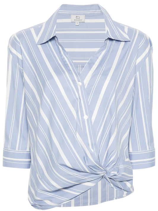 Twist-Detail Striped Shirt