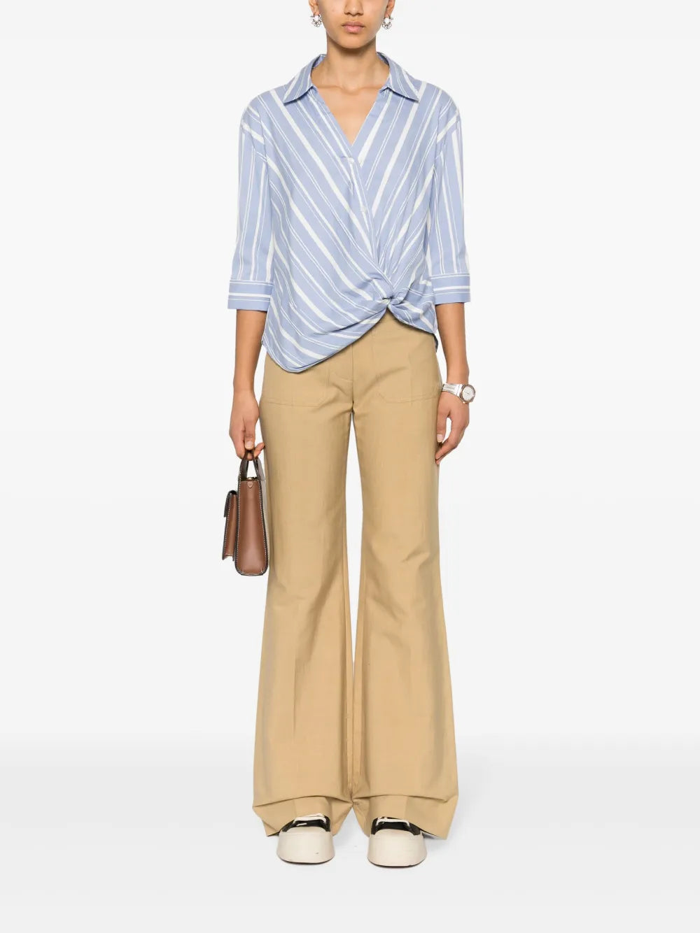 Twist-Detail Striped Shirt