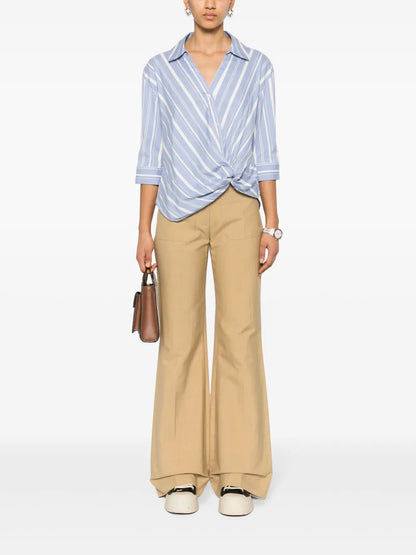 Twist-Detail Striped Shirt