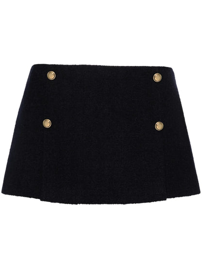 Pleat-Detail Tweed Skirt